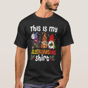 Camiseta Este Es Mi Hallothanksmas Tres Gnomes Feliz Holi
