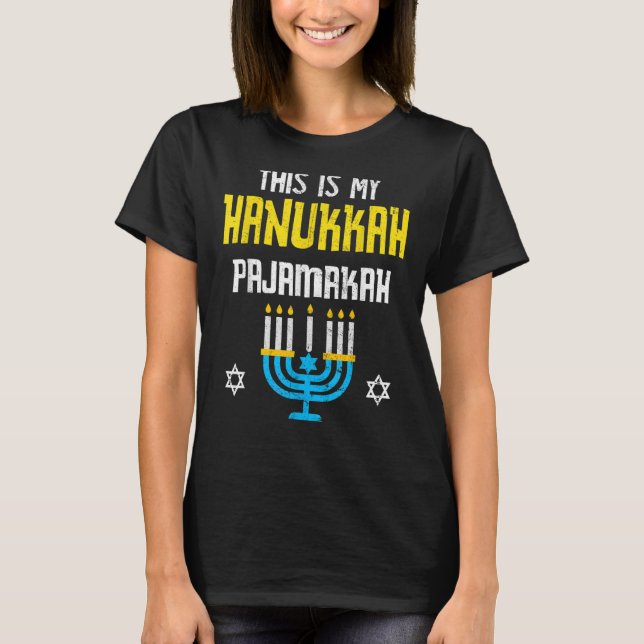 Camiseta Este Es Mi Hanukkah Pajamakah Menorah Chanukah Paj (Anverso)