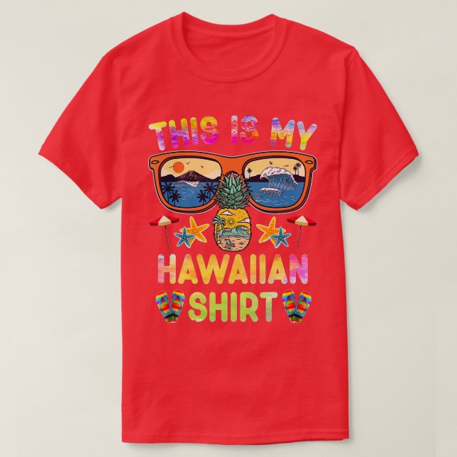 Camiseta Este Es Mi Línea De Playa De Hawaii Luau Aloha Haw (Diseño del anverso)