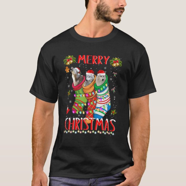 Camiseta Este Es Mi Lobo Navidades Pajama Funny Wolf En Soc (Anverso)