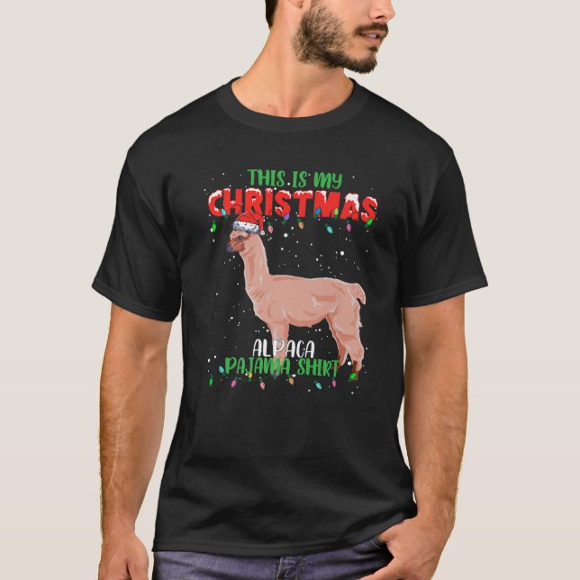 Camiseta Este es mi Navidad alumbrando Santa Hat Alpaca Paj (Anverso)