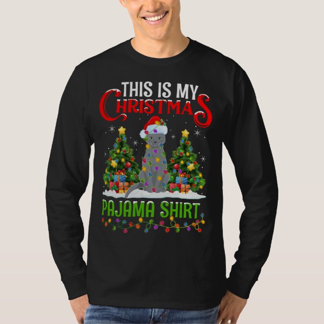 Camiseta Este es mi Navidad Chris, un gato azul ruso (Anverso)