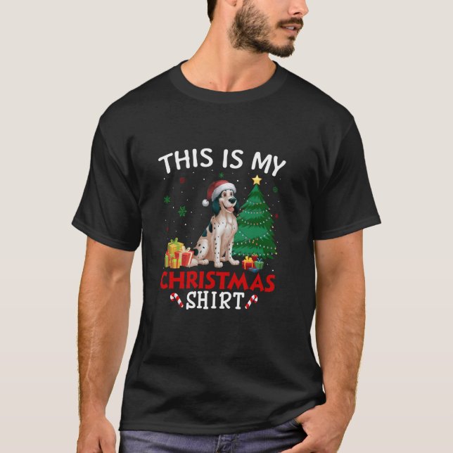 Camiseta Este es mi Navidad en inglés de Setter Dog Santa H (Anverso)