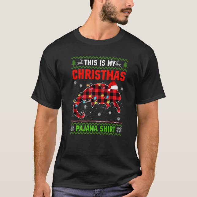 Camiseta Este Es Mi Navidad Enfoca A Pajama Xmas Chameleon (Anverso)