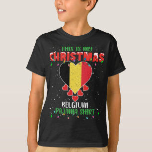 Camiseta Este es mi Navidad Luces Ama La Bandera Belga Paja