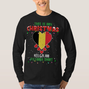 Camiseta Este es mi Navidad Luces Ama La Bandera Belga Paja