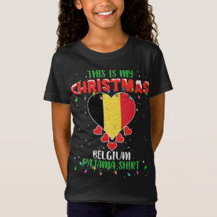 Camiseta Este es mi Navidad Luces Ama La Bandera Belga Paja