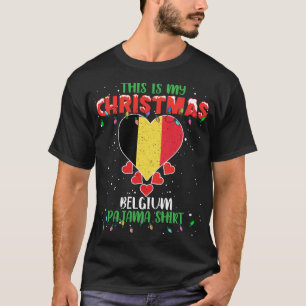 Camiseta Este es mi Navidad Luces Ama La Bandera Belga Paja
