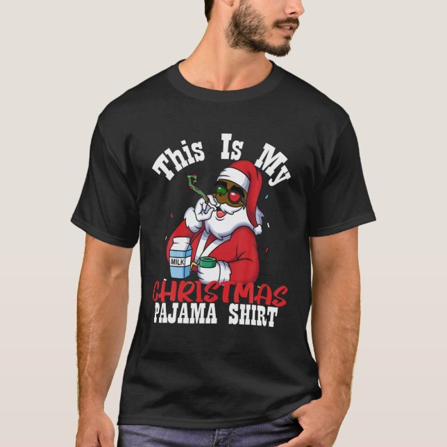 Camiseta Este es mi Navidad Pajama African American Santa (Anverso)