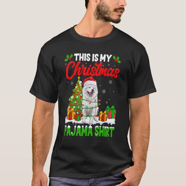 Camiseta Este es mi Navidad Pajama American Eskimo Dog (Anverso)