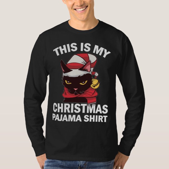 Camiseta Este es mi Navidad Pajama Angry Cat Santa Hat Ch (Anverso)
