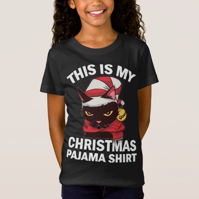 Camiseta Este es mi Navidad Pajama Angry Cat Santa Hat Ch (Anverso)