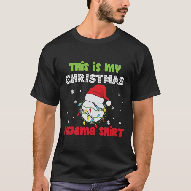 Camiseta Este Es Mi Navidad Pajama Baseball Funny (Anverso)