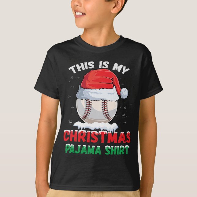 Camiseta Este es mi Navidad Pajama Baseball Santa Hat (Anverso)