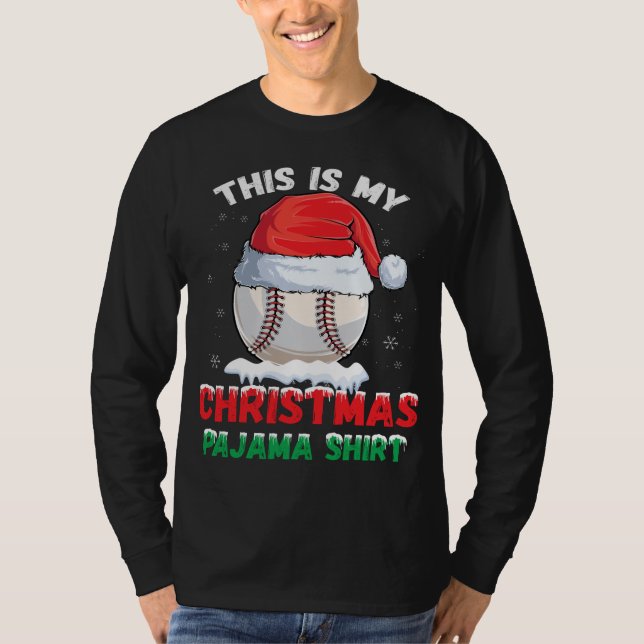 Camiseta Este es mi Navidad Pajama Baseball Santa Hat (Anverso)