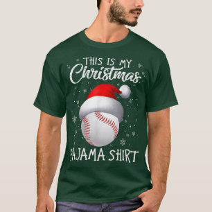 Camiseta Este es mi Navidad Pajama Baseball Santa Hat Sno
