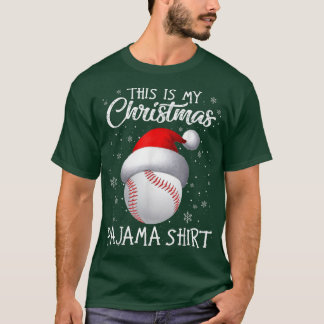 Camiseta Este es mi Navidad Pajama Baseball Santa Hat Sno