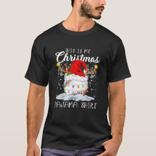 Camiseta Este es mi Navidad Pajama Baseball Santa Hat Spo