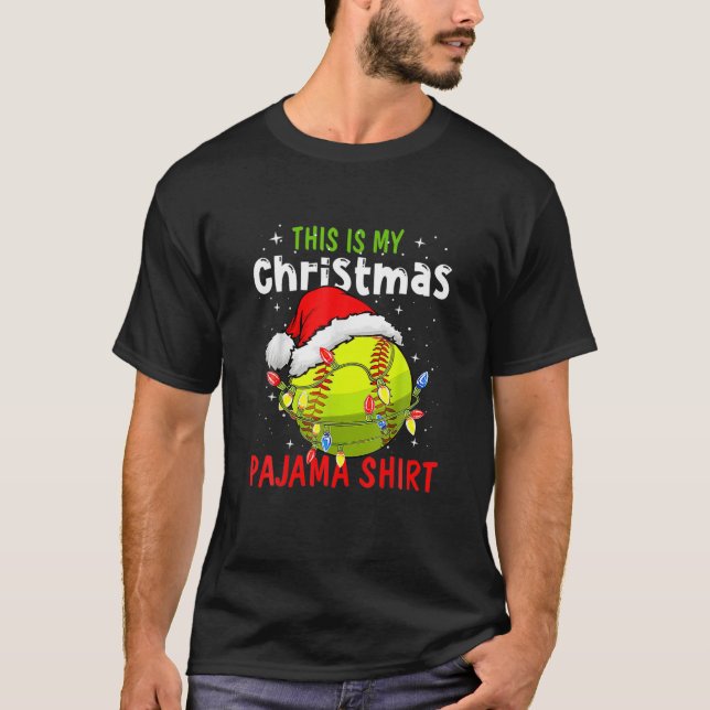 Camiseta Este Es Mi Navidad Pajama Baseball Sofball (Anverso)