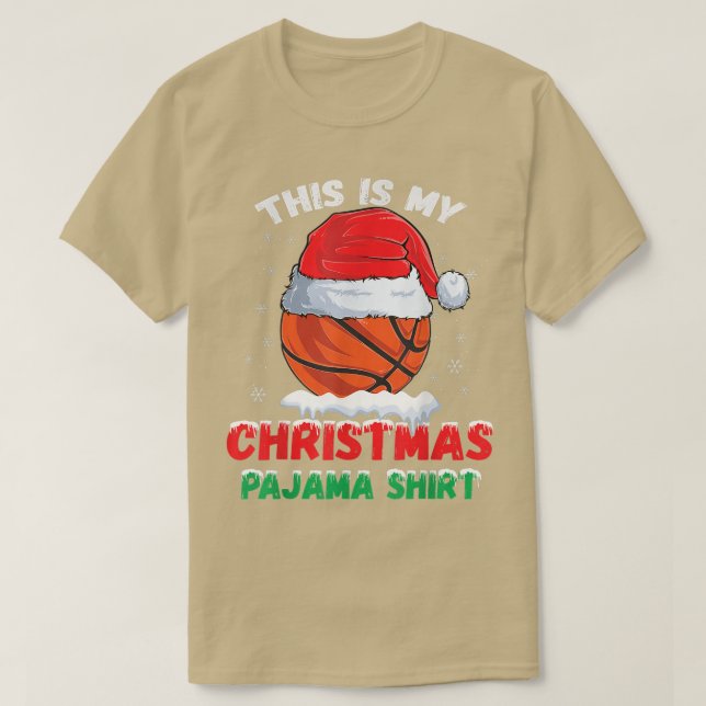 Camiseta Este es mi Navidad Pajama Basketball Santa Hat  (Diseño del anverso)