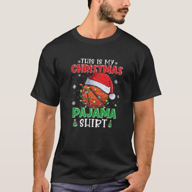 Camiseta Este es mi Navidad Pajama Basketball Santa Hat L (Anverso)