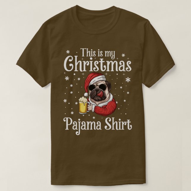 Camiseta Este Es Mi Navidad Pajama Beer Dog Santa Hat Ch (Diseño del anverso)