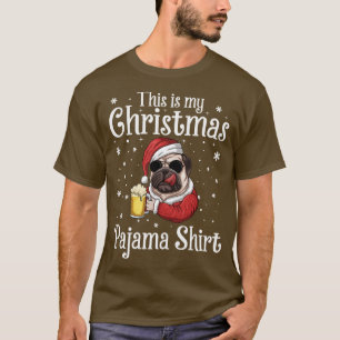 Camiseta Este Es Mi Navidad Pajama Beer Dog Santa Hat Ch
