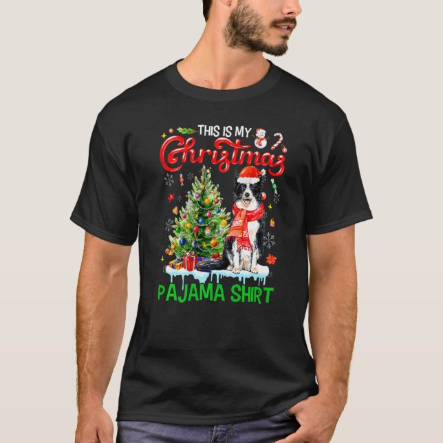Camiseta Este es mi Navidad Pajama Border Collie Santa Xmas (Anverso)