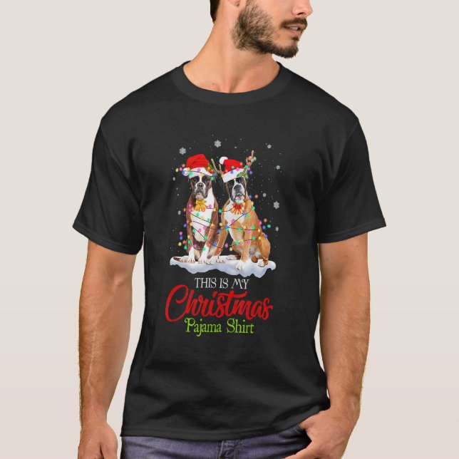 Camiseta Este Es Mi Navidad Pajama Boxer Dog Santa Hat L (Anverso)