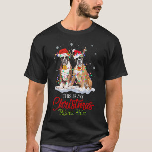 Camiseta Este Es Mi Navidad Pajama Boxer Dog Santa Hat Li