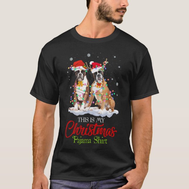 Camiseta Este Es Mi Navidad Pajama Boxer Dog Santa Hat Li (Anverso)