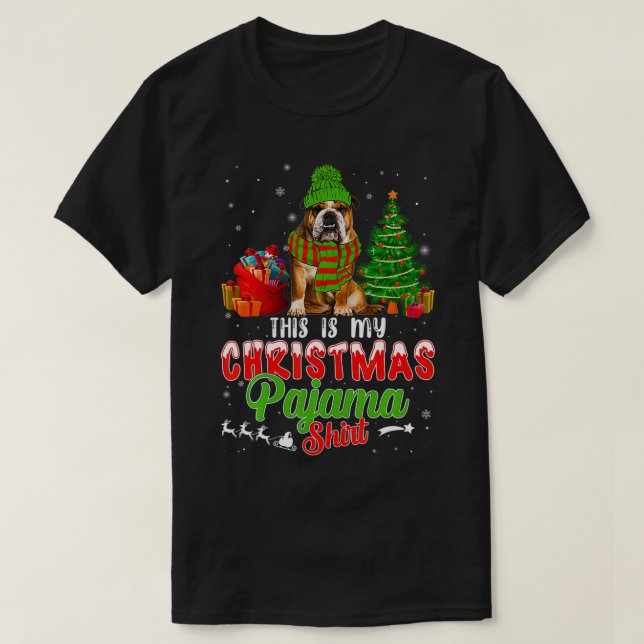Camiseta Este Es Mi Navidad Pajama Bulldog Inglés Perro (Diseño del anverso)