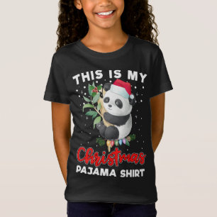 Camiseta Este Es Mi Navidad Pajama Cute Panda Santa Hat