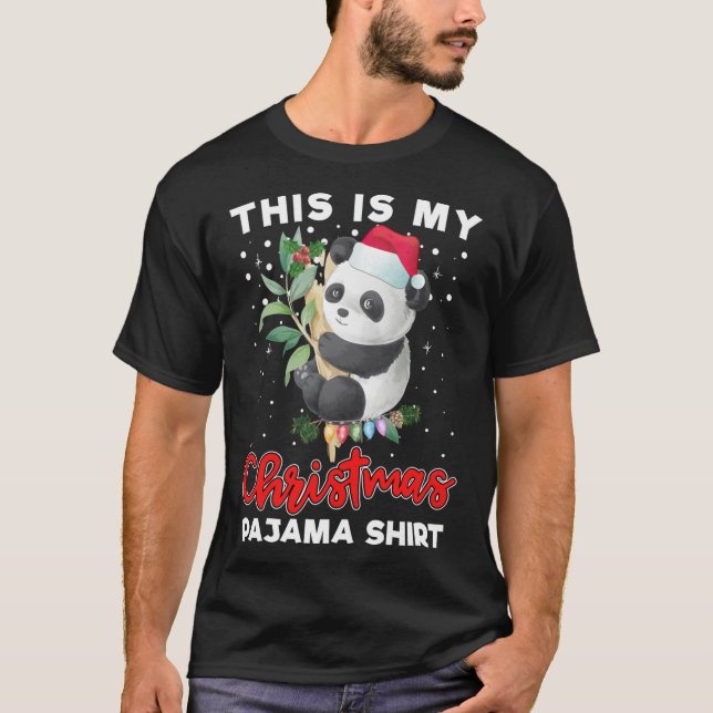 Camiseta Este Es Mi Navidad Pajama Cute Panda Santa Hat (Anverso)