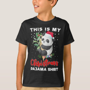 Camiseta Este Es Mi Navidad Pajama Cute Panda Santa Hat