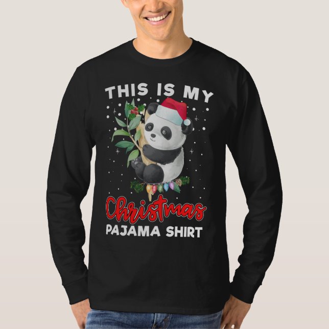 Camiseta Este Es Mi Navidad Pajama Cute Panda Santa Hat (Anverso)