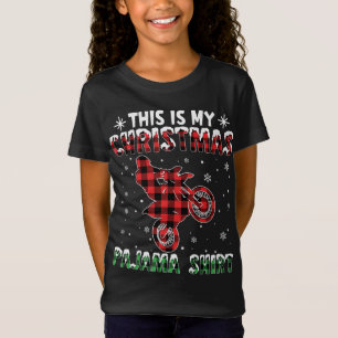 Camiseta este es mi navidad pajama Dirt Bike red plaid Mo