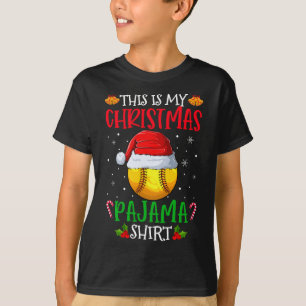 Camiseta Este Es Mi Navidad Pajama Funny Santa Softball T