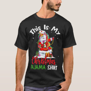 Camiseta Este Es Mi Navidad Pajama Funny Santa Unicorn 2
