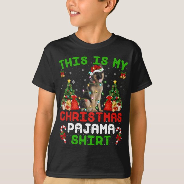 Camiseta Este es mi Navidad Pajama German Shepherd Christ (Anverso)