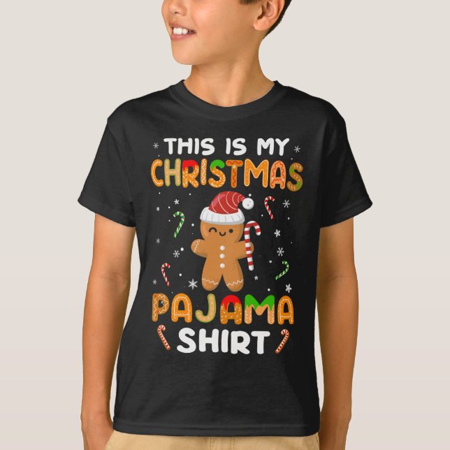 Camiseta Este Es Mi Navidad Pajama Gingerbread Lights Xma (Anverso)