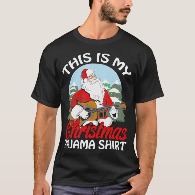 Camiseta Este Es Mi Navidad Pajama Guitar Santa (Anverso)