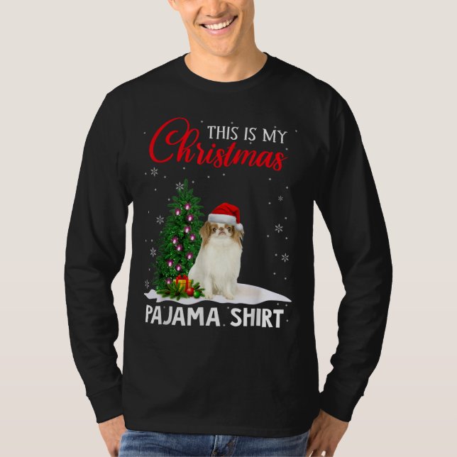 Camiseta Este es mi Navidad Pajama Japonés Chin Xmas Perro (Anverso)