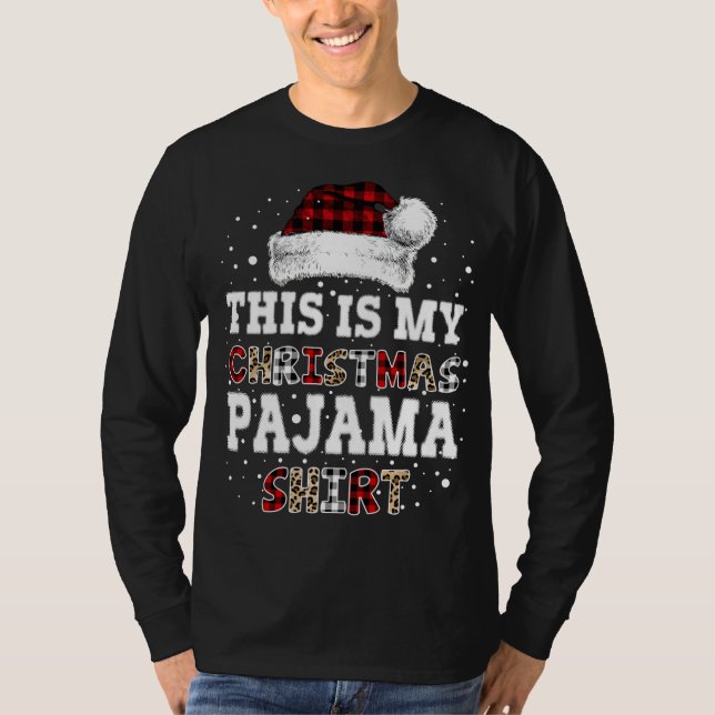 Camiseta Este Es Mi Navidad Pajama Leopard Buffalo Plaid (Anverso)