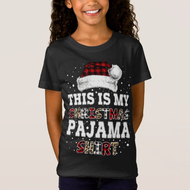 Camiseta Este Es Mi Navidad Pajama Leopard Buffalo Plaid (Anverso)