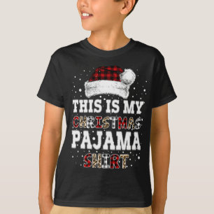 Camiseta Este Es Mi Navidad Pajama Leopard Buffalo Plaid R