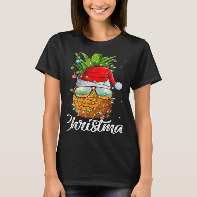 Camiseta Este Es Mi Navidad Pajama Lighting Pineapple Xm (Anverso)