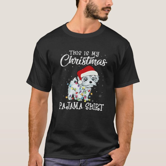 Camiseta Este Es Mi Navidad Pajama Perro Maltés Xmas Perro  (Anverso)