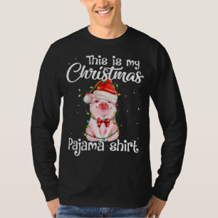Camiseta Este Es Mi Navidad Pajama Pig Santa Hat Light Wi
