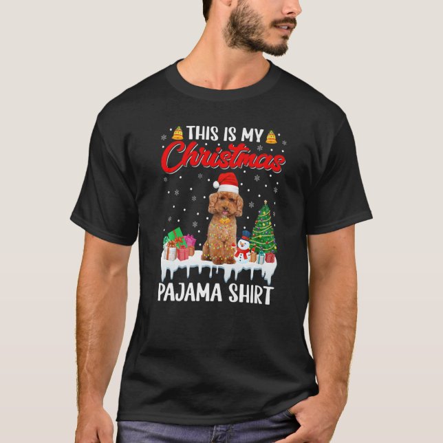 Camiseta Este Es Mi Navidad Pajama Poodle Dog Santa Hat (Anverso)